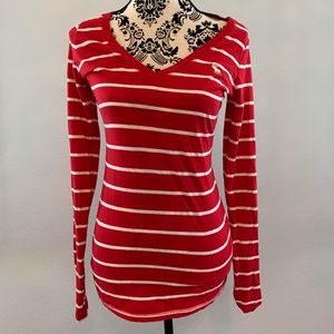 Abercrombie and Fitch Red and White Striped Shirt